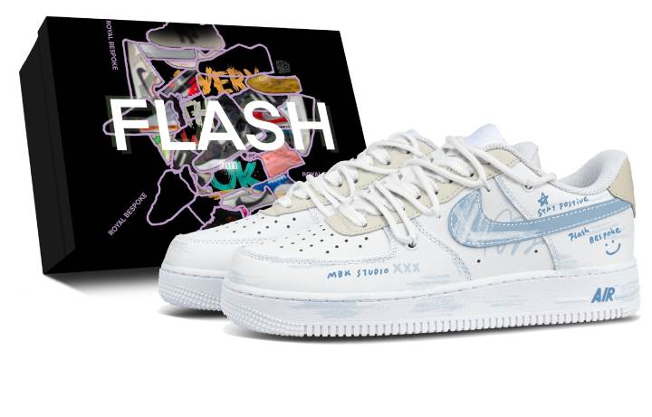 Nike Nike Air Force 1 Blue Joy Leather Slip Resistant Abrasion Resistant Cushioning