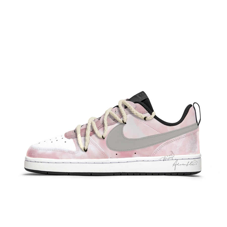 Nike Nike Court Borough Mist Slip Resistant Abrasion Resistant Low top Kids' Skateboarding Shoes Pink White Teenagers