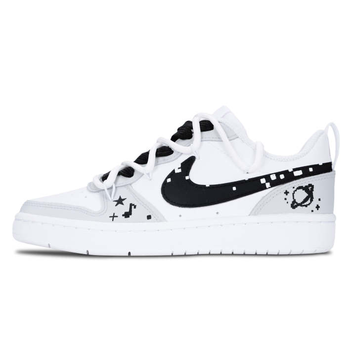 Nike Nike Court Borough Low 2 Leather Slip Resistant Abrasion Resistant Low top Kids' Skateboarding Shoes White Black Gray