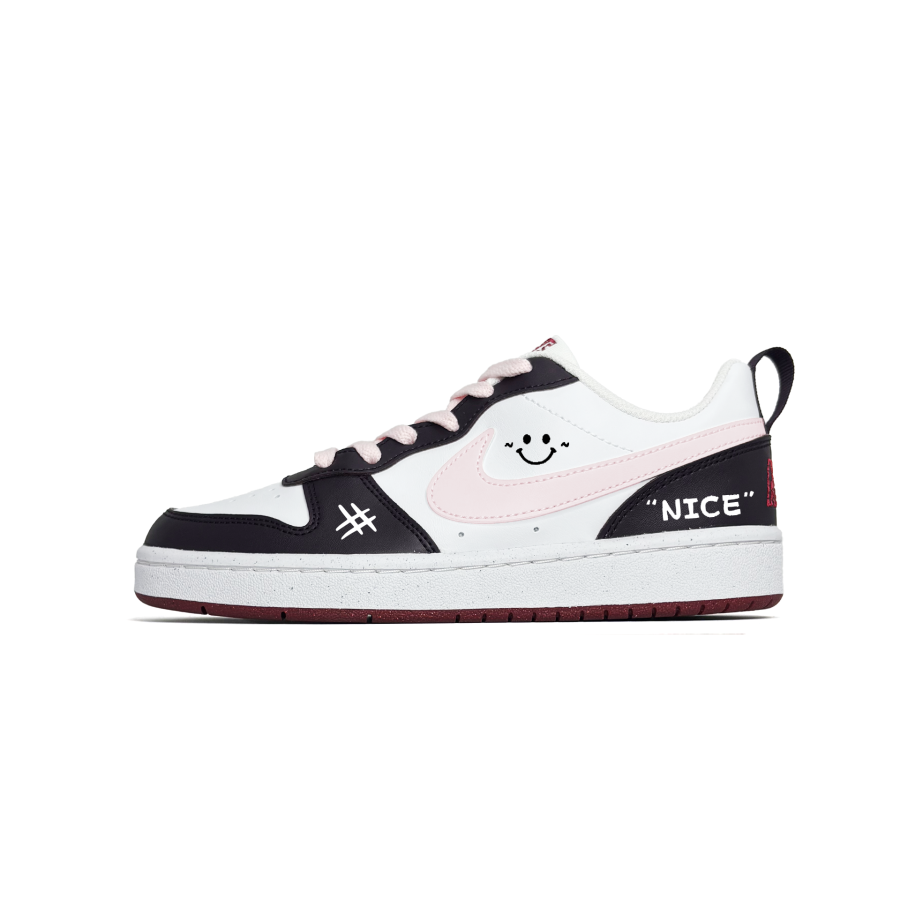 Nike Nike Court Borough SE Today's Happy Abrasion Resistant Slip Resistant Low top Skateboard Shoes Pink Black Teenagers