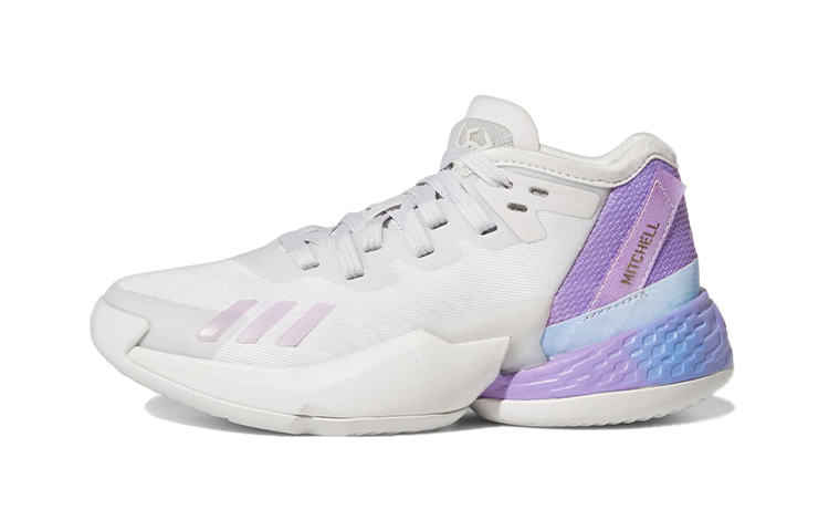 Adidas Adidas D.O.N. Issue #4 Comfortable Slip Resistant Mid top Children's Basketball Shoes White Purple