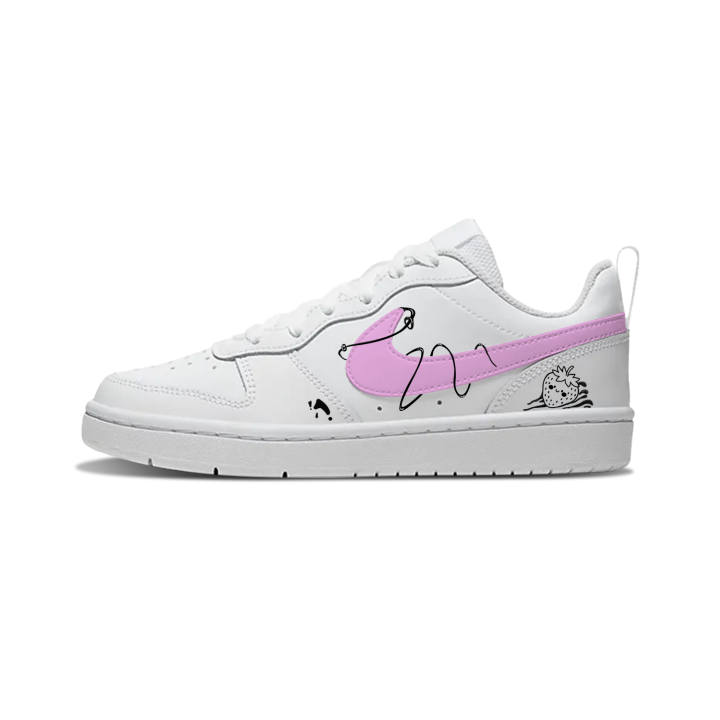 Nike Nike Court Borough Pink Strawberry Leather Slip Resistant Cushioning Abrasion Resistant