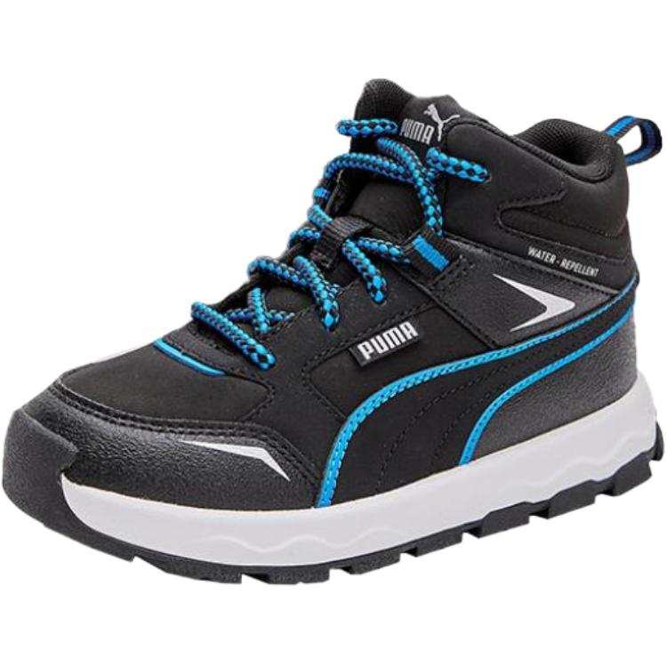 PUMA Abrasion Resistant Breathable Lightweight Cushioning Mid top Kids' Running Shoes Black Blue