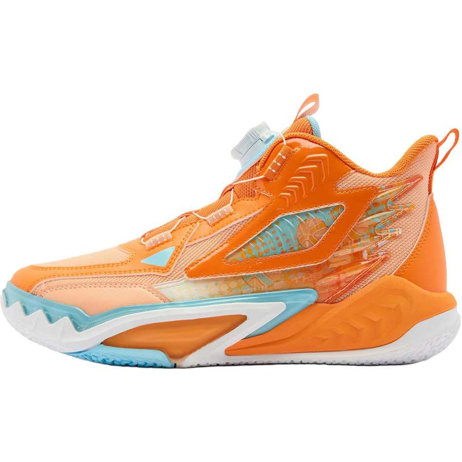 QIAODAN Assassin 2.0 Textile, Synthetic Leather Mid top Basketball Shoes Pomelo Yellow/Soft Light Orange Unisex