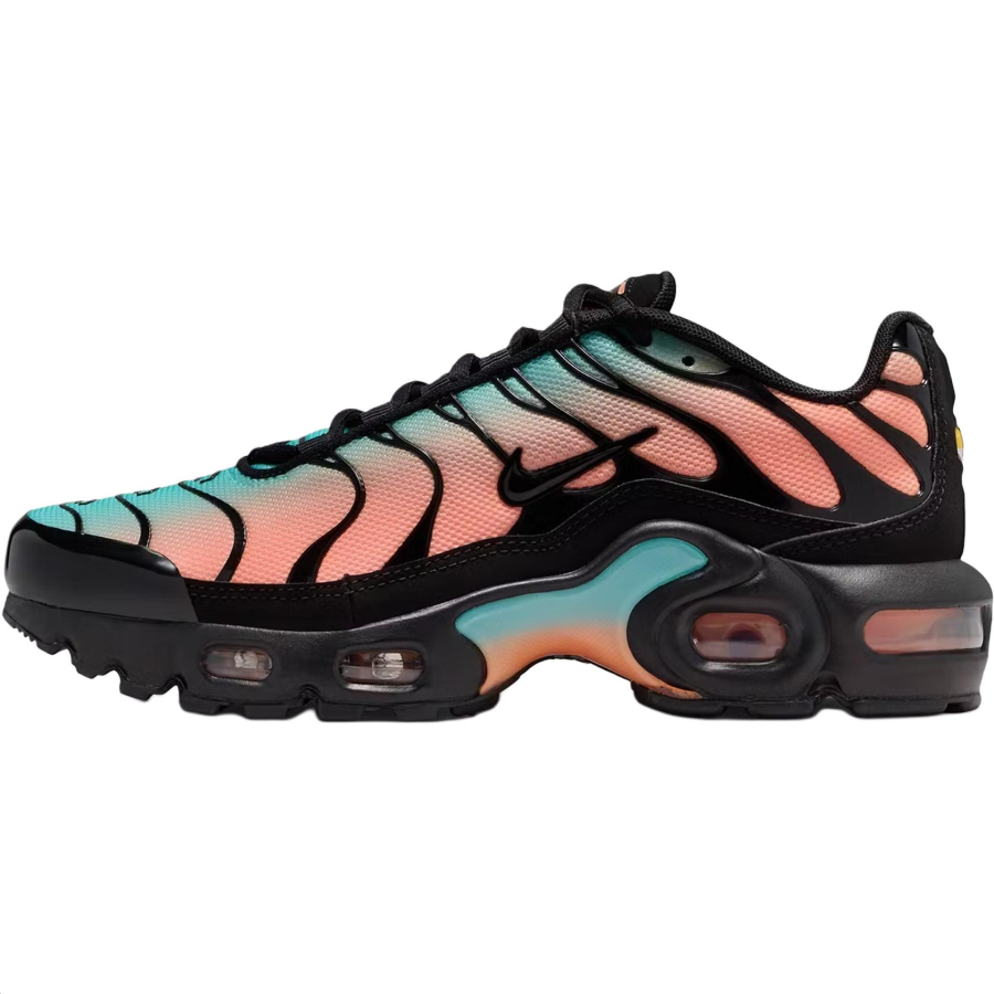 Nike Nike Air Max Plus Abrasion Resistant Low top Running Shoes Black/Aurora Green/Pulse Orange Unisex