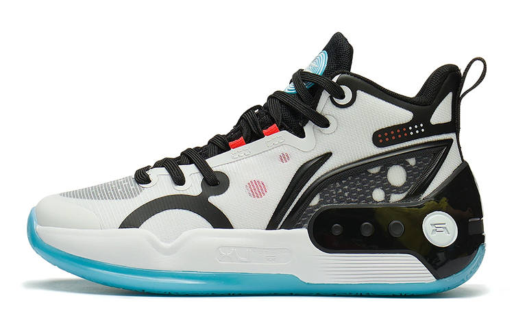 Li-Ning YOUNG Li Ning YOUNG Synthetic Leather Cushioning Abrasion Resistant Breathable Mid top Basketball Shoes White Black Blue