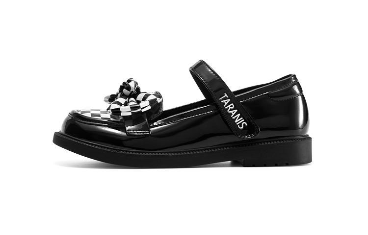 TARANIS Low top Kids' Leather Shoes Black White Teenagers