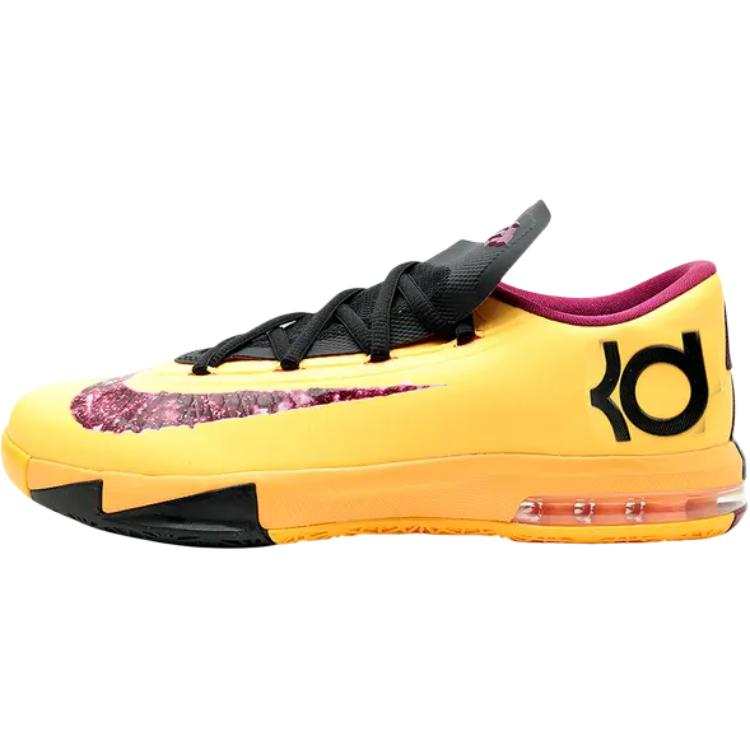 Nike Nike KD 6 Abrasion Resistant Low top Children's Basketball Shoes Yellow Teenagers