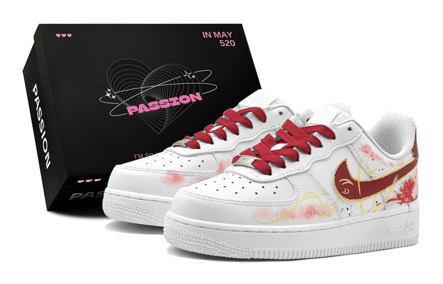 Nike Nike Air Force 1 LE Synthetic Leather Low top Kids' Skateboarding Shoes Brick Red Teenagers