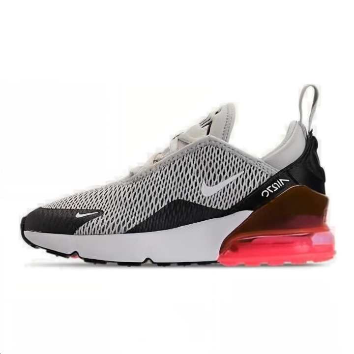 Nike Nike Air Max 270 Cushioning, Wear Resistant Low top Kids' Running Shoes Gray Black Children Aged 3 7 Years Old