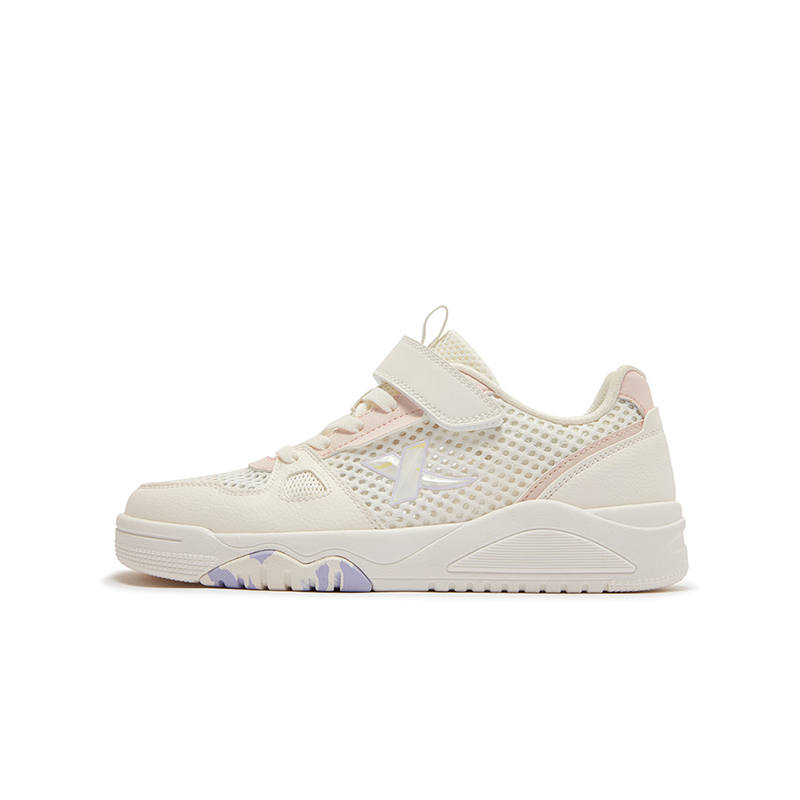XTEP Abrasion Resistant, Breathable, Slip Resistant Low top Skateboard Shoes Sail White Pure Pink Kids'