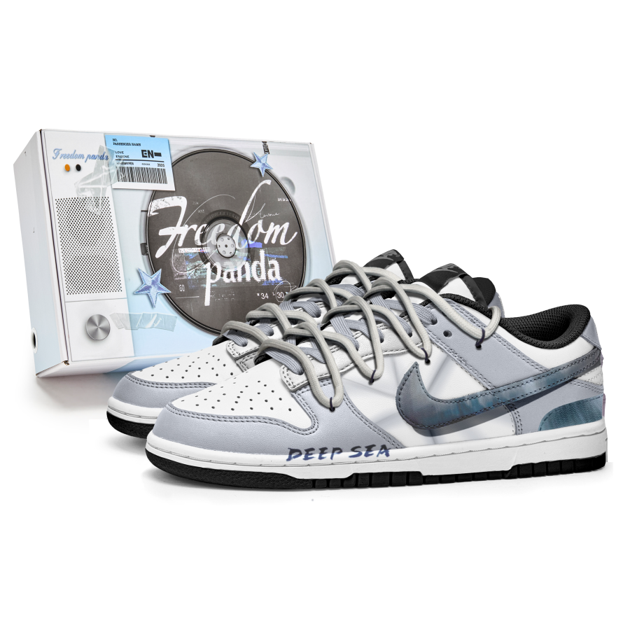 Nike Nike Dunk Rain Love Slip Resistant Abrasion Resistant Low top Kids' Skateboarding Shoes Blue White Teenagers