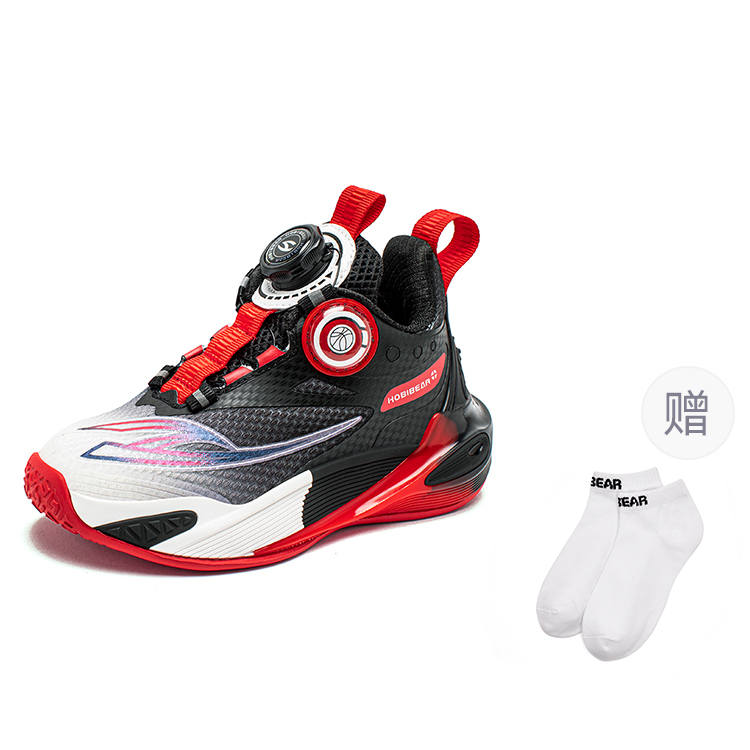 HOBIBEAR Synthetic Leather, Textile Low top Kids Lifestyle Shoes Black Red Kids'