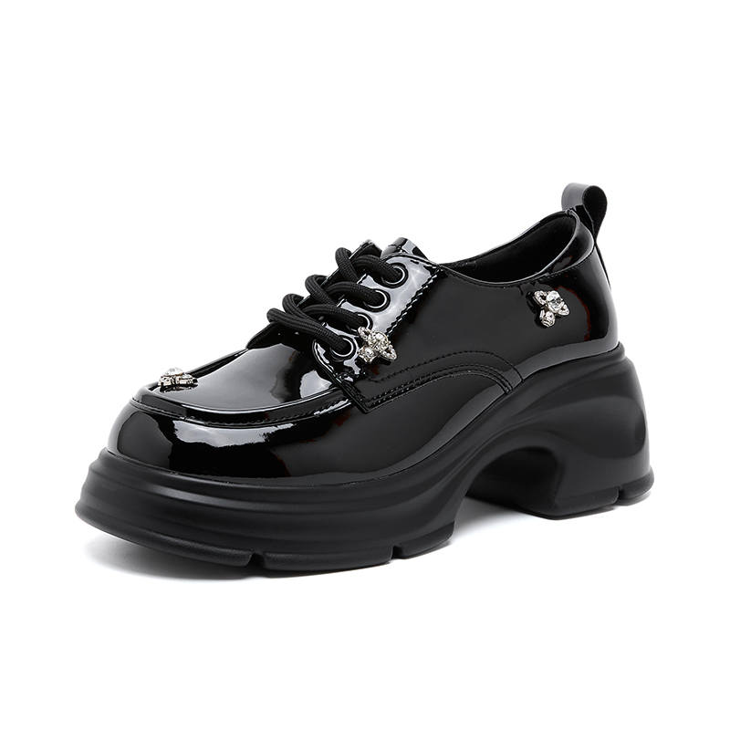 MUMUTU Abrasion Resistant Breathable Abrasion Resistant Breathable Kids' Leather Shoes Black Teenagers
