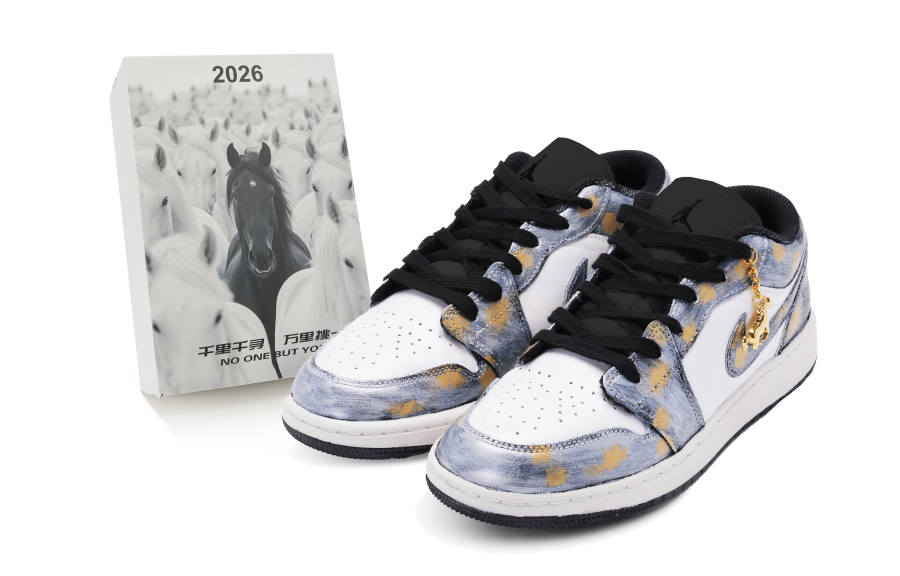 Jordan Jordan Air Jordan 1 Ten Thousand Starlight Slip Resistant Abrasion Resistant Low top Children's Basketball Shoes
