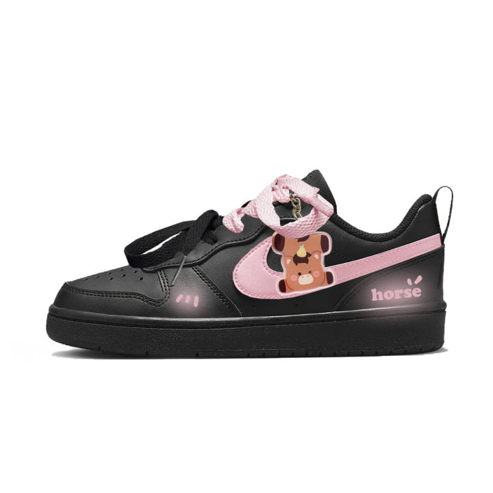 Nike Nike Court Borough Happiness Pony Leather Slip Resistant, Abrasion Resistant, Lightweight Cushioning
