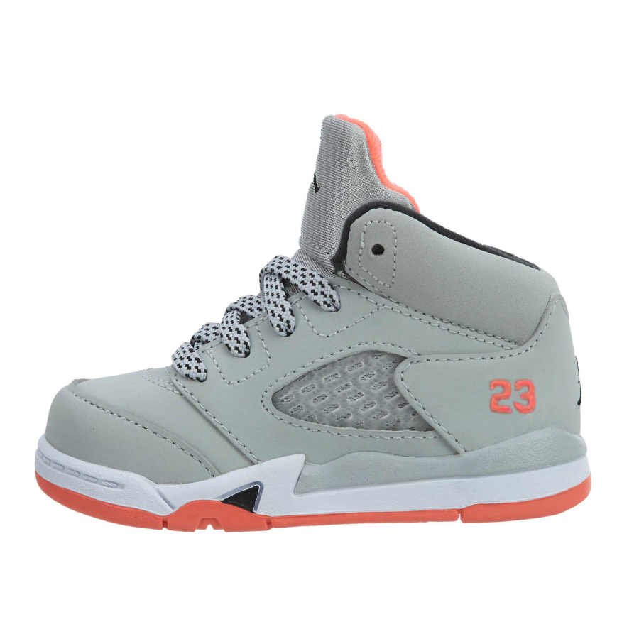 Jordan Jordan Air Jordan 5 Retro Slip Resistant Cushioning Low top Toddler Shoes Gray Red Infant And Toddler