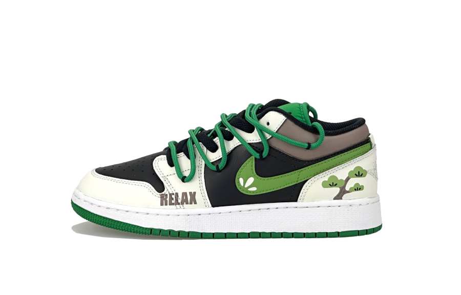 Jordan Jordan Air Jordan 1 Slip Resistant Abrasion Resistant Low top Children's Basketball Shoes Emerald Green Teenagers