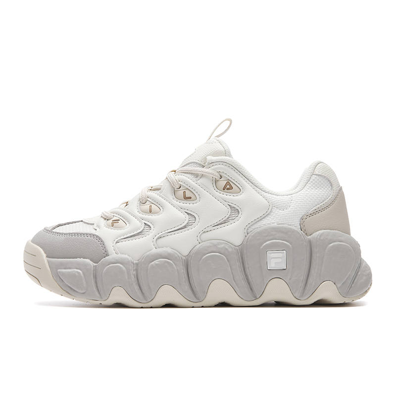 FILA CROISSANT 1S Abrasion Resistant Support Lightweight Height Increasing Low top Chunky Sneakers Women's White Gray