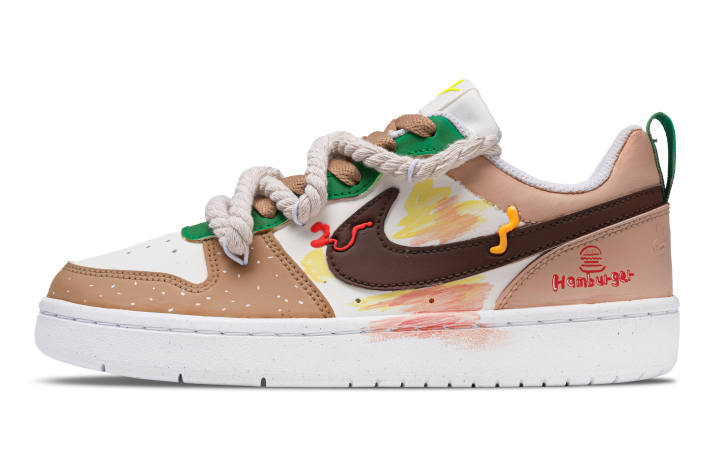 Nike Nike Court Borough Hamburger Low top Skateboard Shoes White Brown Green Kids'