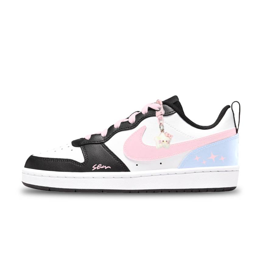 Nike Nike Court Borough Pink Blue Star Leather Abrasion Resistant Low top Kids' Skateboarding Shoes Unisex