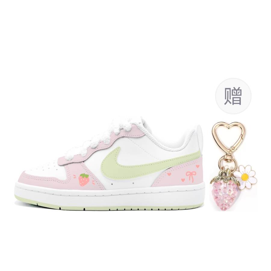 Nike Nike Court Borough Low 2 Leather Slip Resistant Cushioning Abrasion Resistant Low top Kids' Skateboarding Shoes Pink