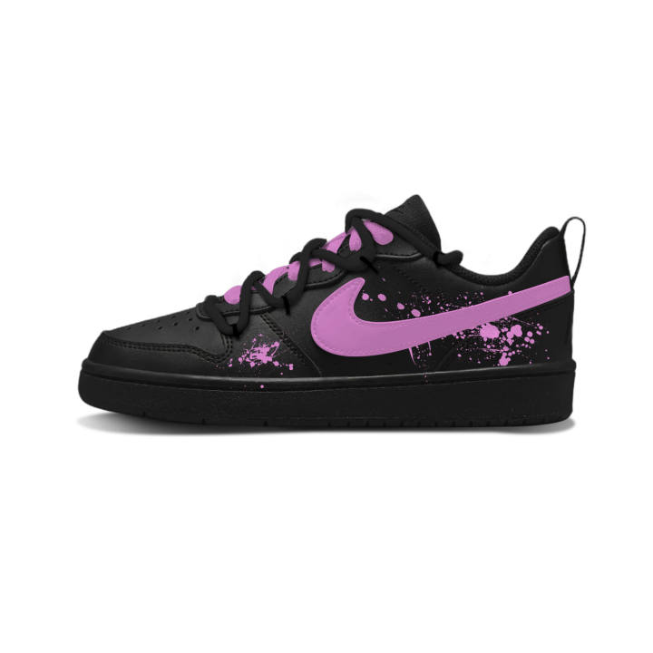 Nike Nike Court Borough Pink Ink Splatter Synthetic Leather Slip Resistant Abrasion Resistant