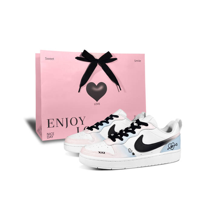 Nike Nike Court Borough Low top Kids' Skateboarding Shoes Pink Blue Teenagers