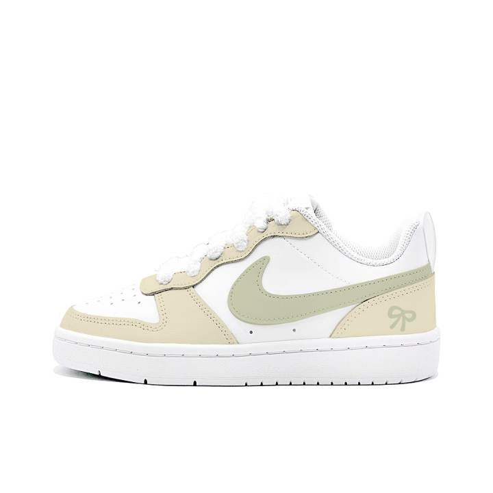 Nike Nike Court Borough Low 2 Leather Low top Skateboard Shoes Yellow Green Kids'