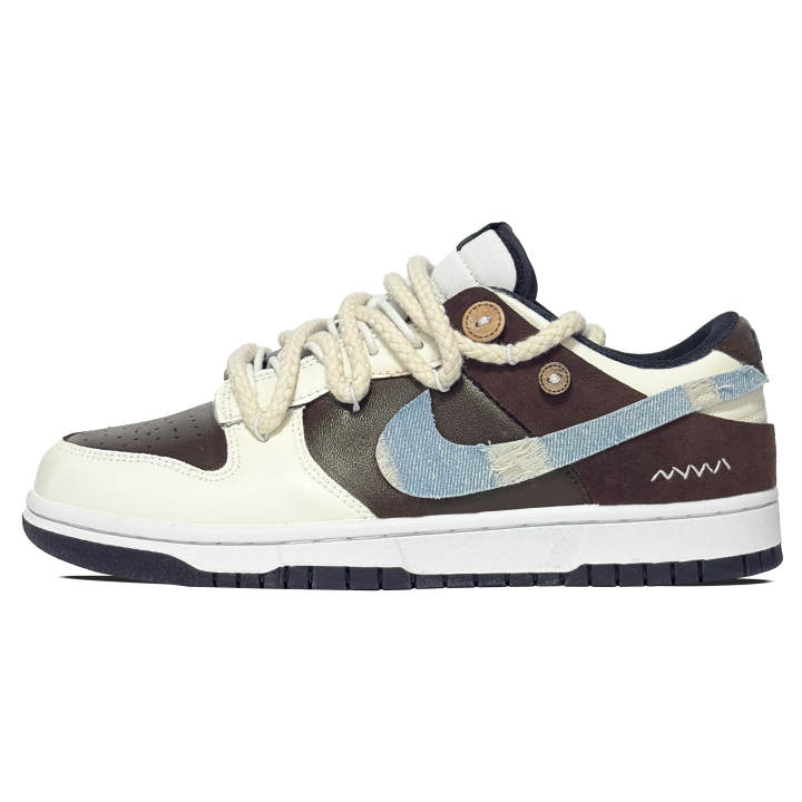 Nike Nike Dunk Denim Button Low top Kids' Skateboarding Shoes Beige Brown Teenagers
