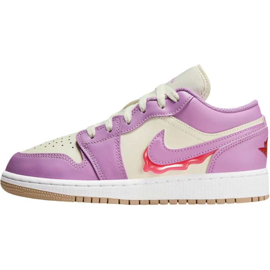Jordan Jordan Air Jordan 1 Leather Low top Basketball Shoes White Purple Unisex
