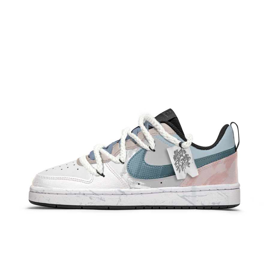Nike Nike Court Borough Slip Resistant Abrasion Resistant Low top Kids' Skateboarding Shoes Blue White Teenagers