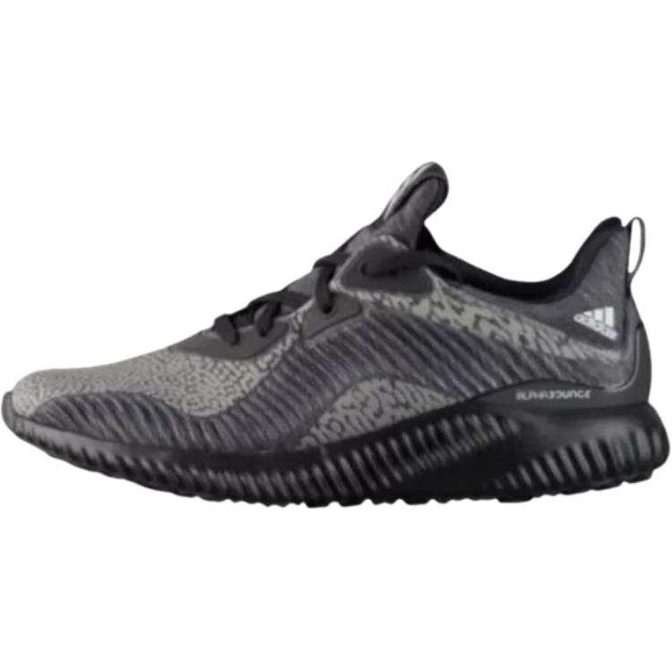 Adidas Adidas AlphaBounce Slip Resistant Abrasion Resistant Low top Kids' Running Shoes Black Gray Teenagers