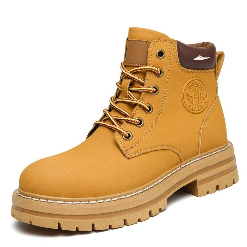 KUDING Top Grain Cow Leather Fashion Short Mid Calf Combat Boots Unisex