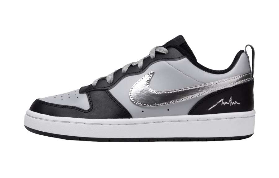 Nike Nike Court Borough Leather Low top Kids' Skateboarding Shoes Black Gray Teenagers