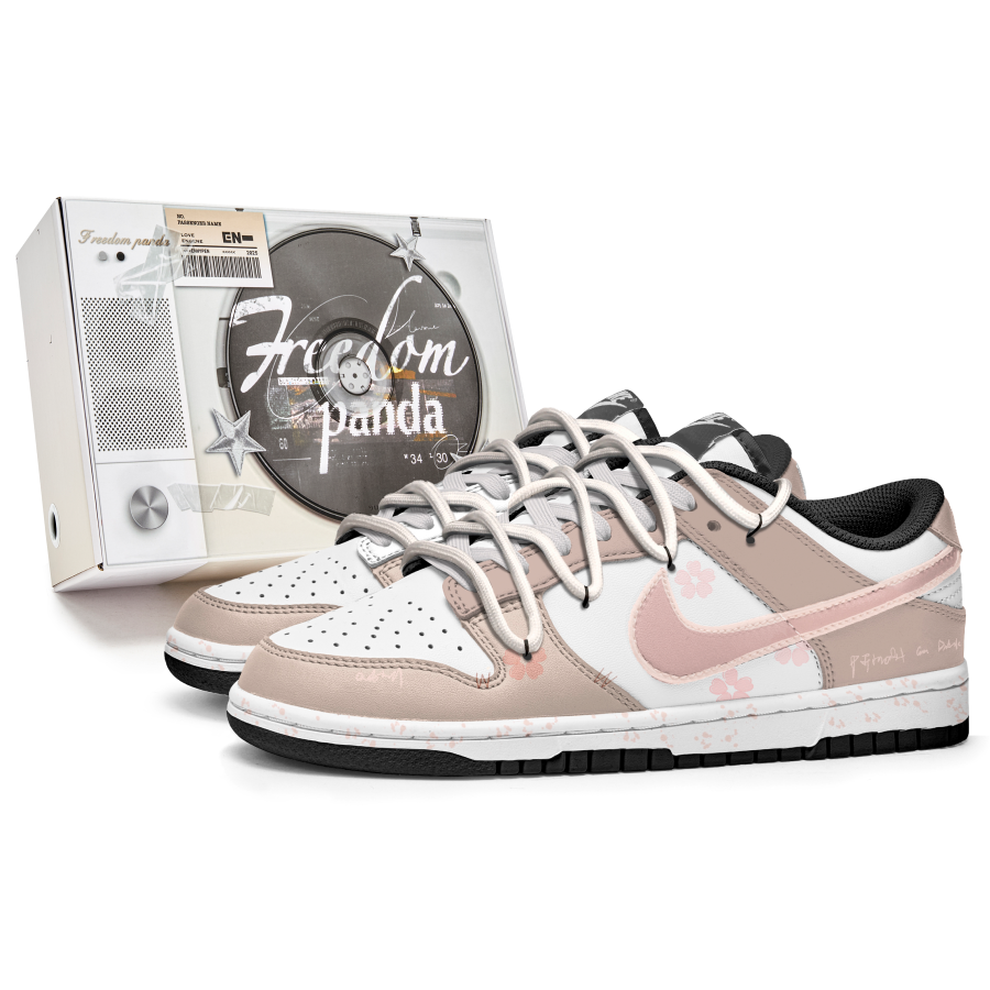 Nike Nike Dunk Slip Resistant Abrasion Resistant Low top Kids' Skateboarding Shoes Pink White Teenagers