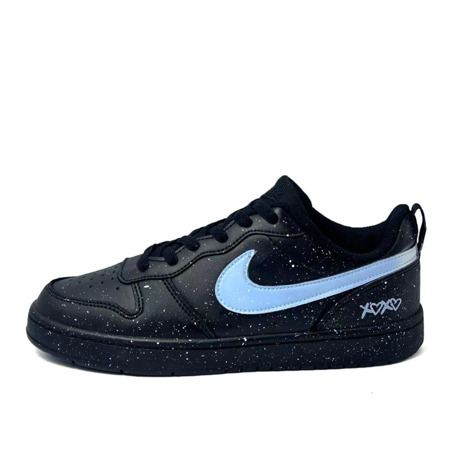 Nike Nike Court Borough Starry Night Dusty Blue Slip Resistant Low top Kids' Skateboarding Shoes Black Blue Teenagers