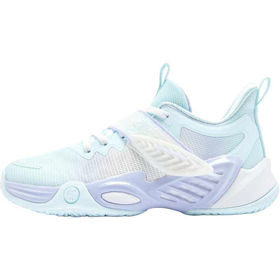 QIAODAN Armor Warrior Textile, Synthetic Leather Low top Basketball Shoes Clearwater Blue/Purple Unisex