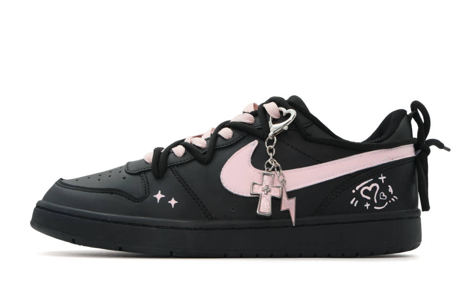 Nike Nike Court Borough Dark Peach Star Wish Leather Slip Resistant Slip Resistant Low top Kids' Skateboarding Shoes Black
