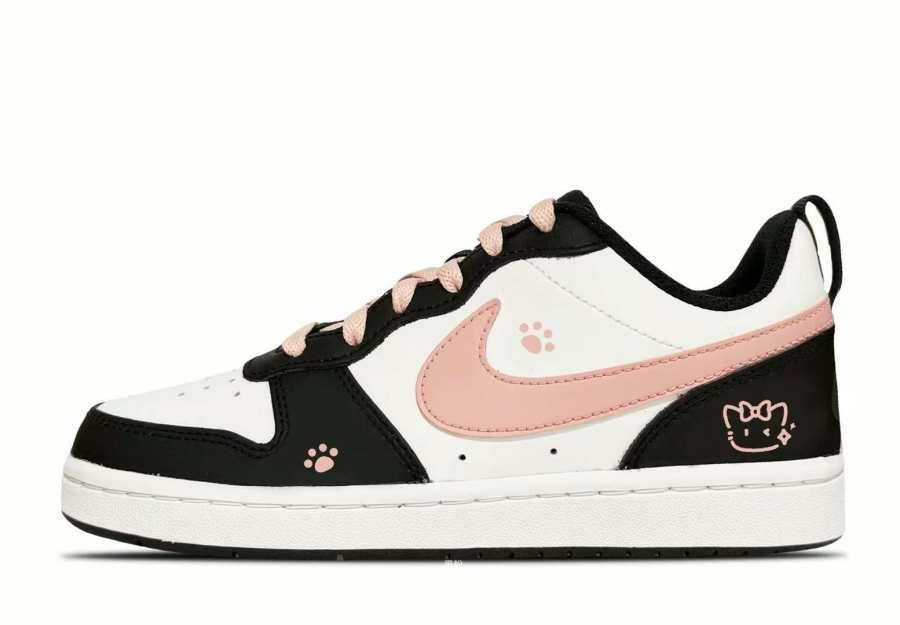 Nike Nike Court Borough Black Pink Leather Abrasion Resistant Kids' Skateboarding Shoes Unisex