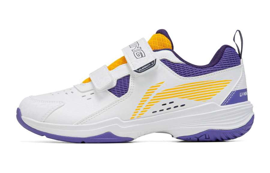 Li-Ning Li Ning Ace Ⅴ Junior Abrasion Resistant Breathable Abrasion Resistant Breathable Low top Badminton Shoes White Purple