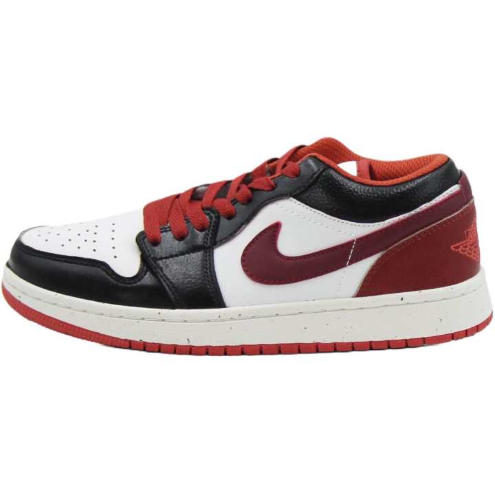 Jordan Jordan Air Jordan 1 Slip Resistant Lightweight Cushioning Low top Children's Basketball Shoes Black White Red Teenagers