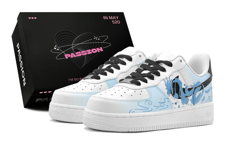 Nike Nike Air Force 1 LE Leather Low top Kids' Skateboarding Shoes Sky Blue Teenagers