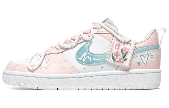 Nike Nike Court Borough Low 2 Leather Low top Kids' Skateboarding Shoes Pink White Teenagers