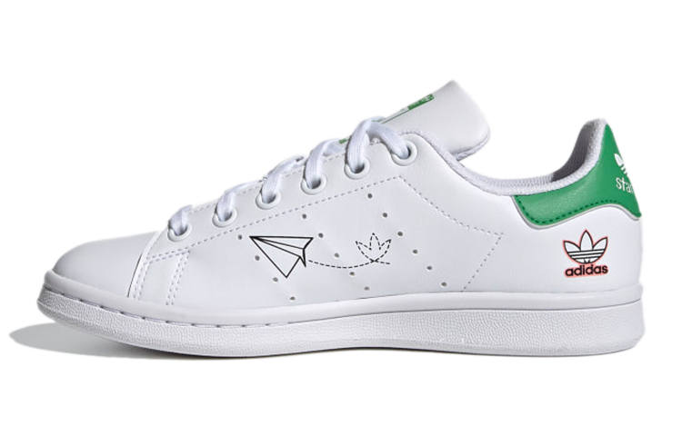 Adidas Originals Stan Smith J Kids' Skateboarding Shoes Abrasion Resistant Low top Skateboard Shoes White Green