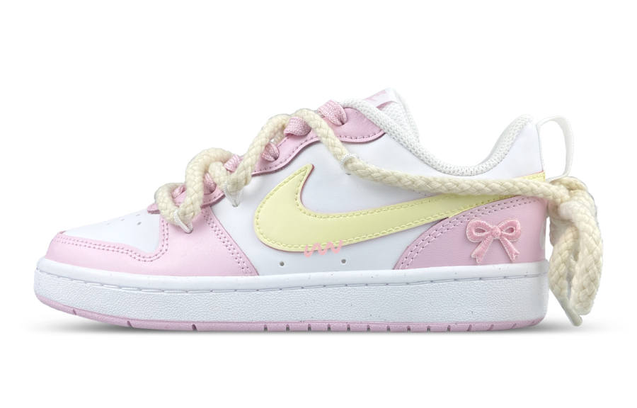 Nike Nike Court Borough Low top Kids' Skateboarding Shoes White Pink Yellow Teenagers