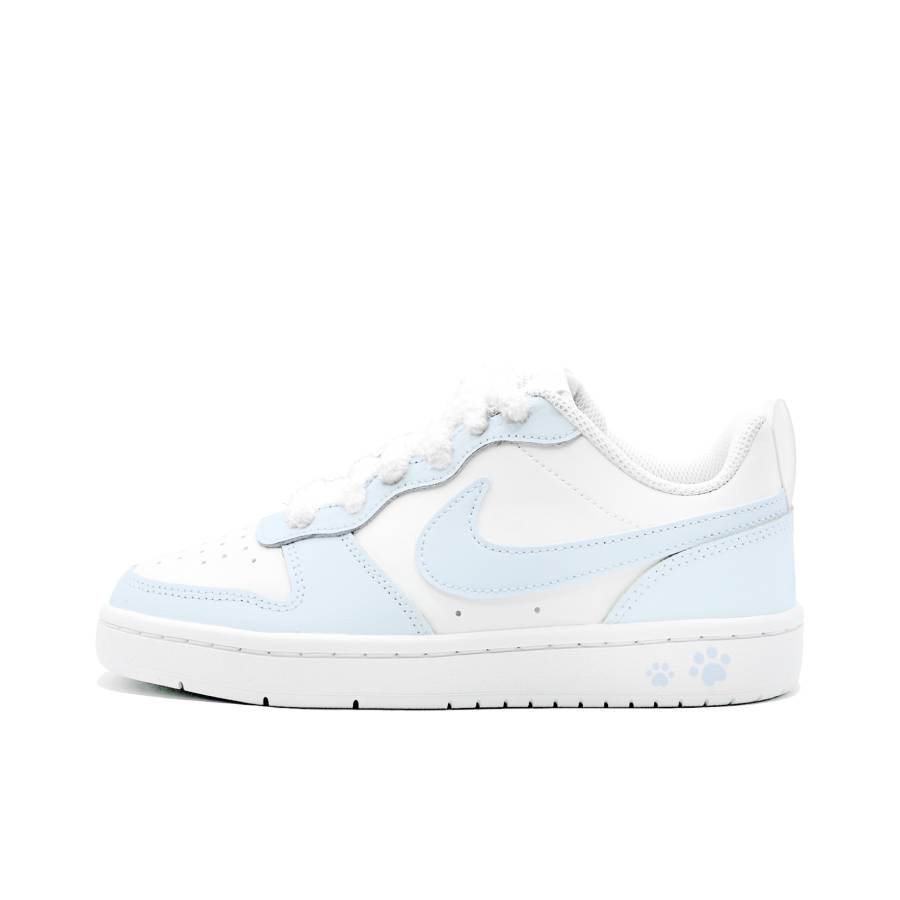 Nike Nike Court Borough Leather Slip Resistant Abrasion Resistant Cushioning Low top Kids' Skateboarding Shoes White Blue