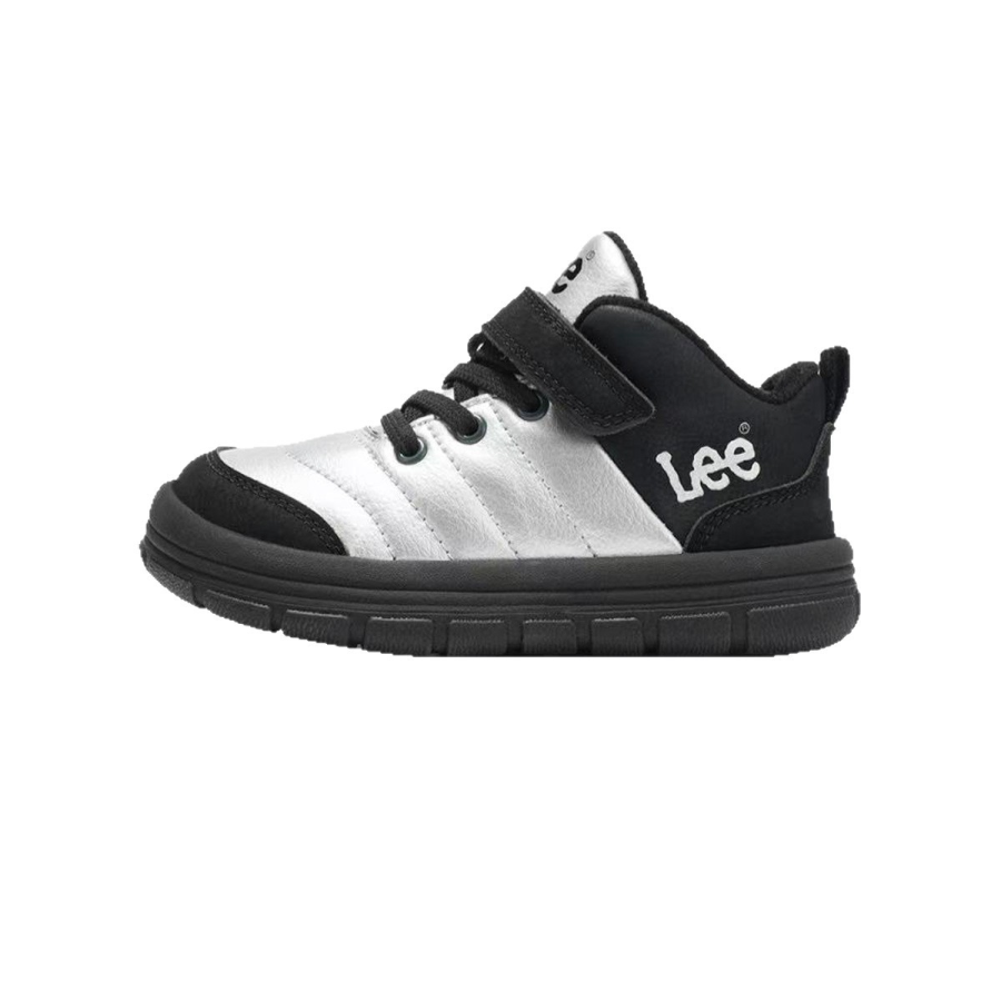 LEE KIDS Fleece Lined Lining Platform Comfortable Thermal Trendy Outdoor Convenient Hook and Loop Insulated Shoes Black