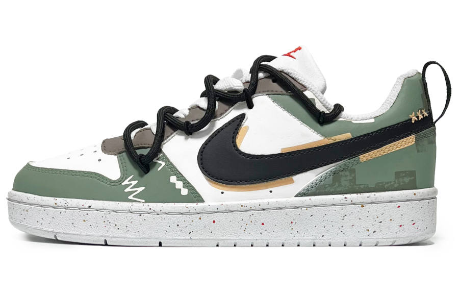 Nike Nike Court Vision Low Digital Oasis Breathable Low Top Kids' Skateboarding Shoes White Green Teenagers