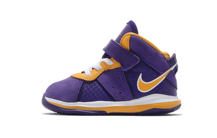 Nike Nike Lebron 8 Hardwood Classics James 8 Lakers Mid top Vintage Basketball Shoes Purple Gold Infant And Toddler